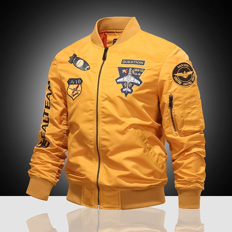 

American Combined Pilot Jacket Men s Autumn Baseball Uniform Trendy Coat Men s Fan Jacket Men M жёлтый