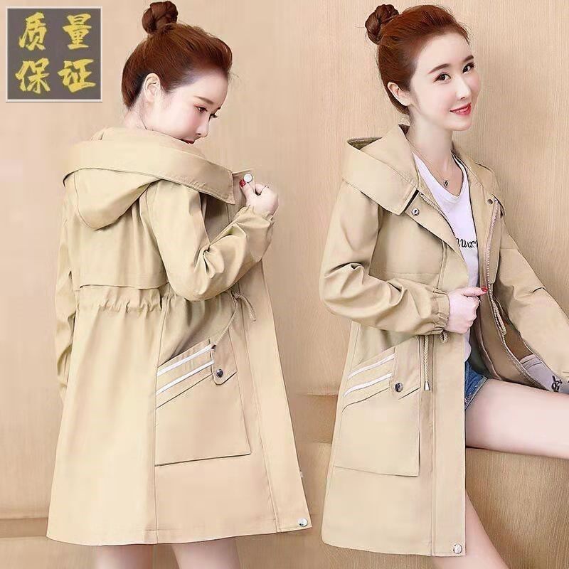 Thick Fleece/With Lining Fashion Windbreaker Female Mid-Long Autumn And Winter Waist Student Lace Jackets Women Trend