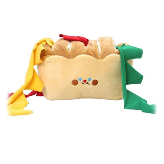 

Pet Toy Simulated Toast Shape Bite-Resistant Plush Chew Toy with Built-in Sound Paper Relieves Boredom Simulation Modeling Teeth Cleaning Toy