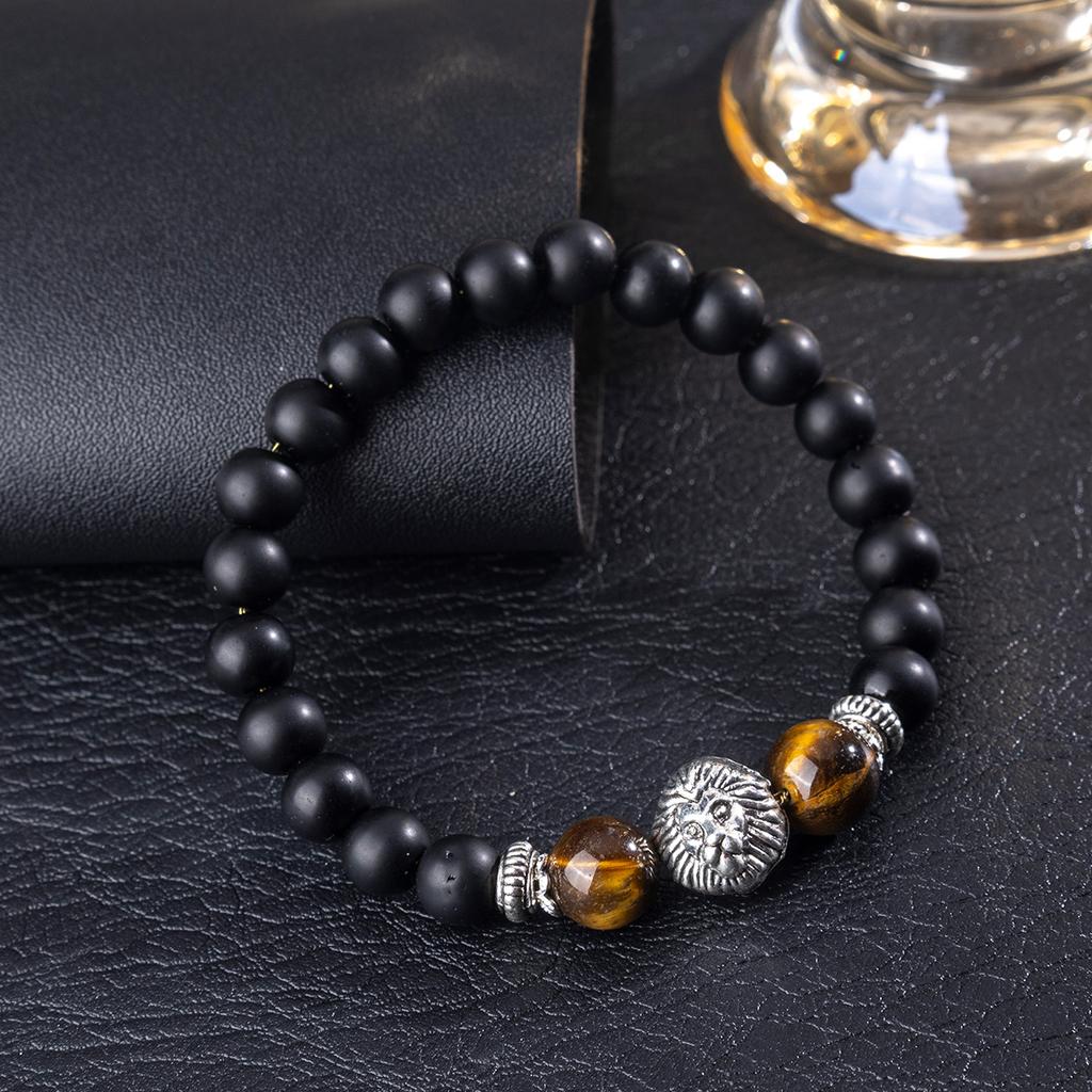 Natural Stone Bracelet, Tiger Eye, Black Matte Beaded Bracelet, Bohemian Men's Bracelet, Accessories