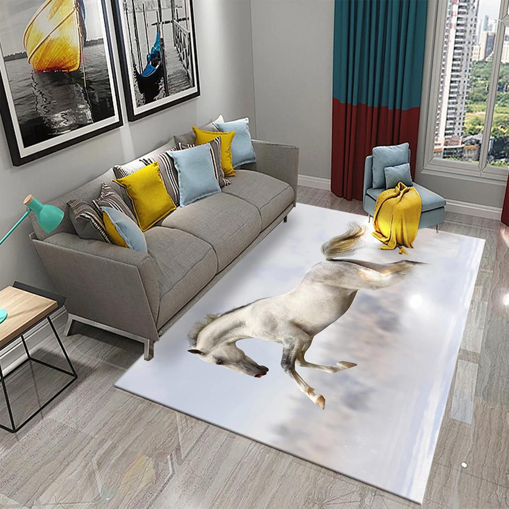 3D Horses Carpet Running Animal Carpet for Bathroom Entrance Door Mat Living Room Kitchen Non-Slip Carpet Bedroom Doormat Rugs