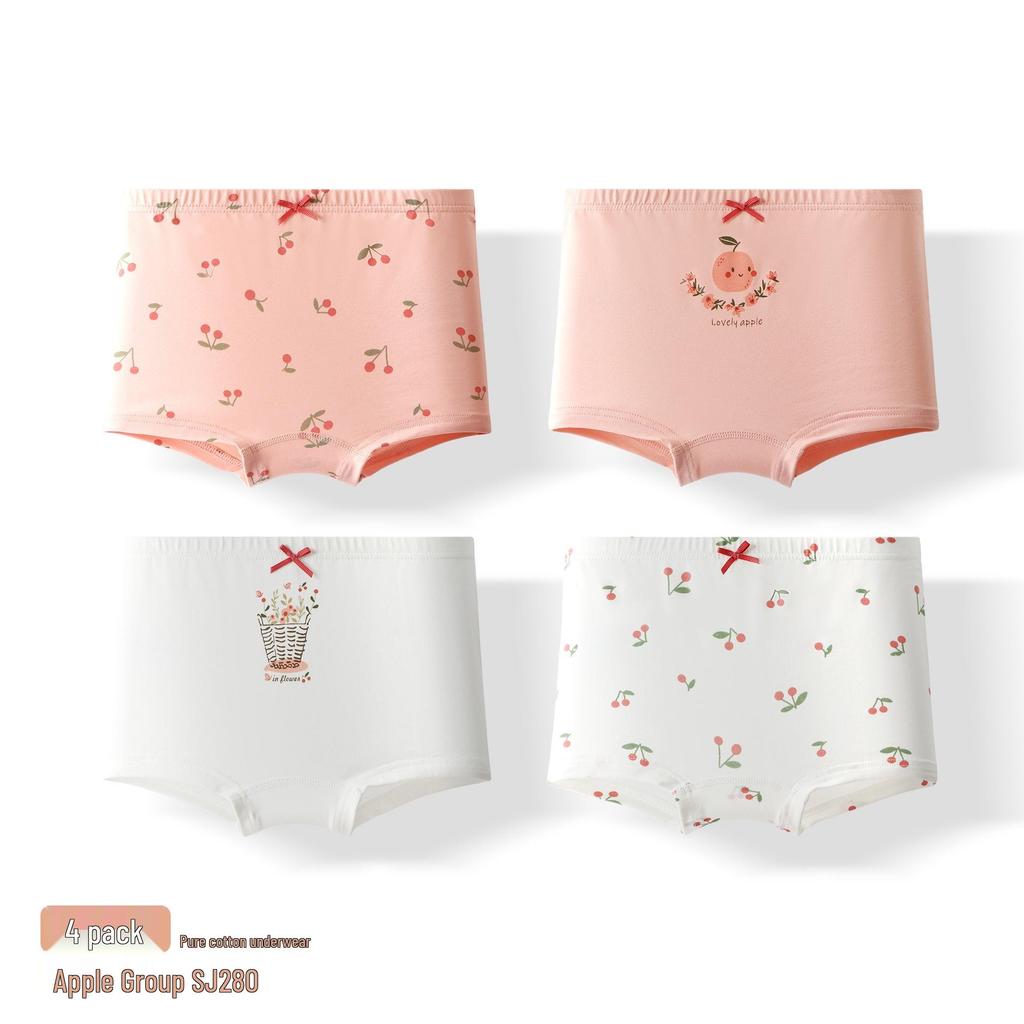 Pure Cotton Antibacterial Girls' Boxer Briefs - Class A, Autumn/Winter