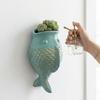 Adornos de Peces Estilo Rústico Macetero de Pared sin Taladro Cerámica Floral Decorativa Única Exterior