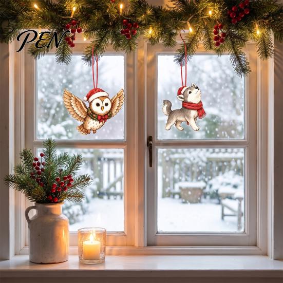 Christmas Tree Hanging Accessories 12/24Pcs 2D Wooden Ornaments, Woodland Animal Decorations, Forest Ornaments Creature Ornament for Tree, Holiday