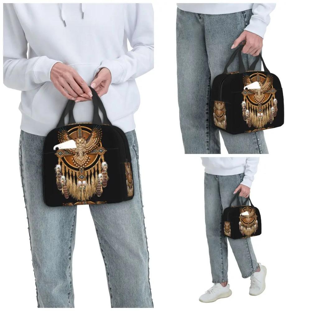 Native Mandala Owl American Insulated Lunch Bag for Women Office Cooler Thermal Food Box Tote Portable Lunch Boxes Container