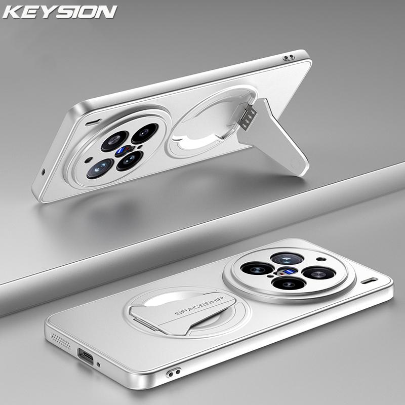 KEYSION Magnetic Phone Case for VIVO X200 Pro 5G X200 FE Metal Paint Upright Kickstand Shockproof Back Cover for VIVO X100 Pro