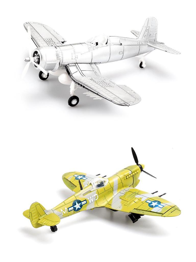 1/48 Scale WWII Corsair & Spitfire Fighter Aircraft Model Kit - 4D Assembly for Boys, Military Collection Ornament (30 Variations)