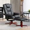 Faux Leather Manual Recliner and Footstool Set - Black