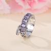 Vintage Royal Blue Stone Ring Yellow Gold Color Luxury Female Wedding Rings For Women Round Dangle Ring Engagement Jewelry Gifts
