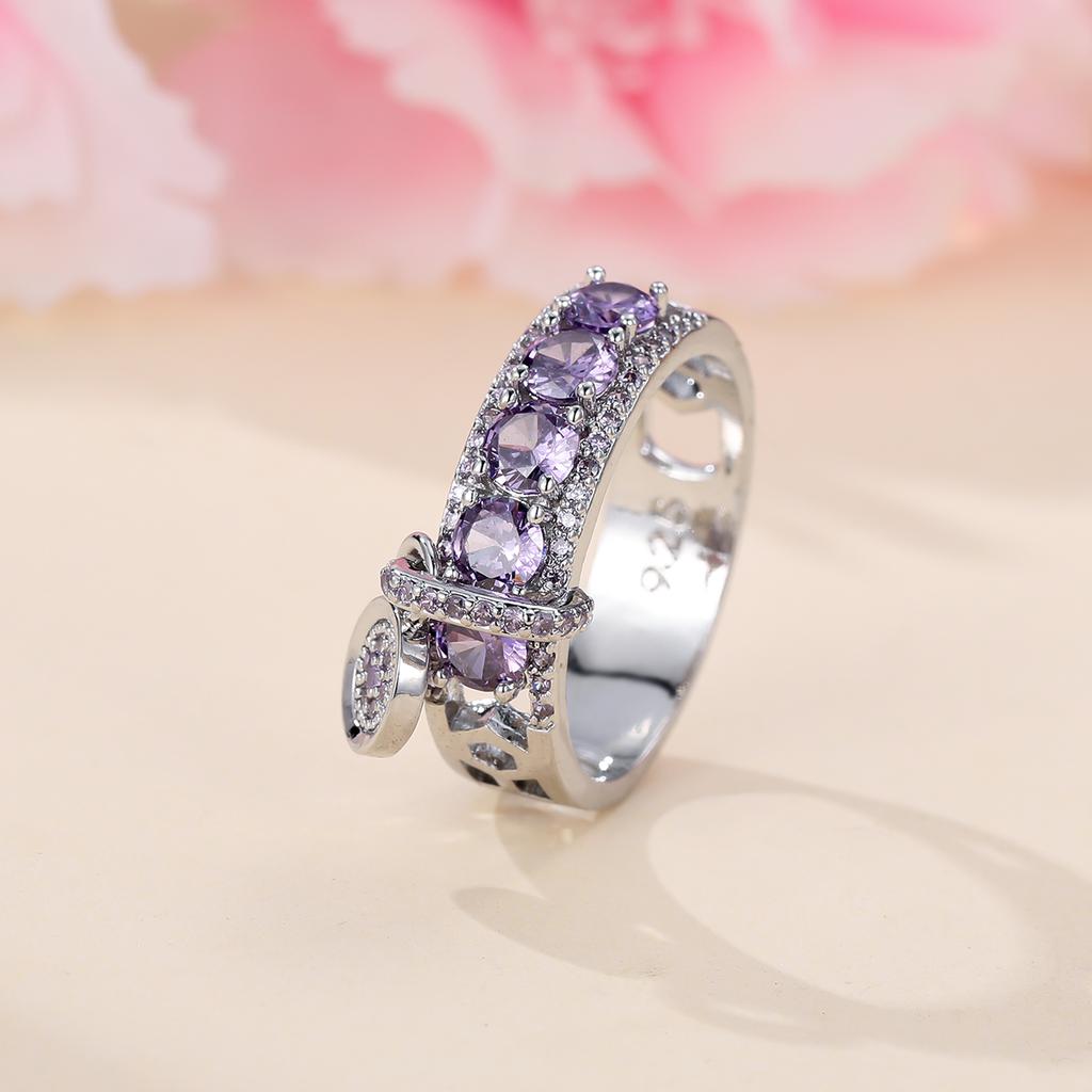 Vintage Royal Blue Stone Ring Yellow Gold Color Luxury Female Wedding Rings For Women Round Dangle Ring Engagement Jewelry Gifts