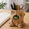 Small Item Storage Box Frog Tree Tube, 3D Printed Realistic Stump Container, Functional Hole Organizer Pen Holder for Office Supplies And Makeup