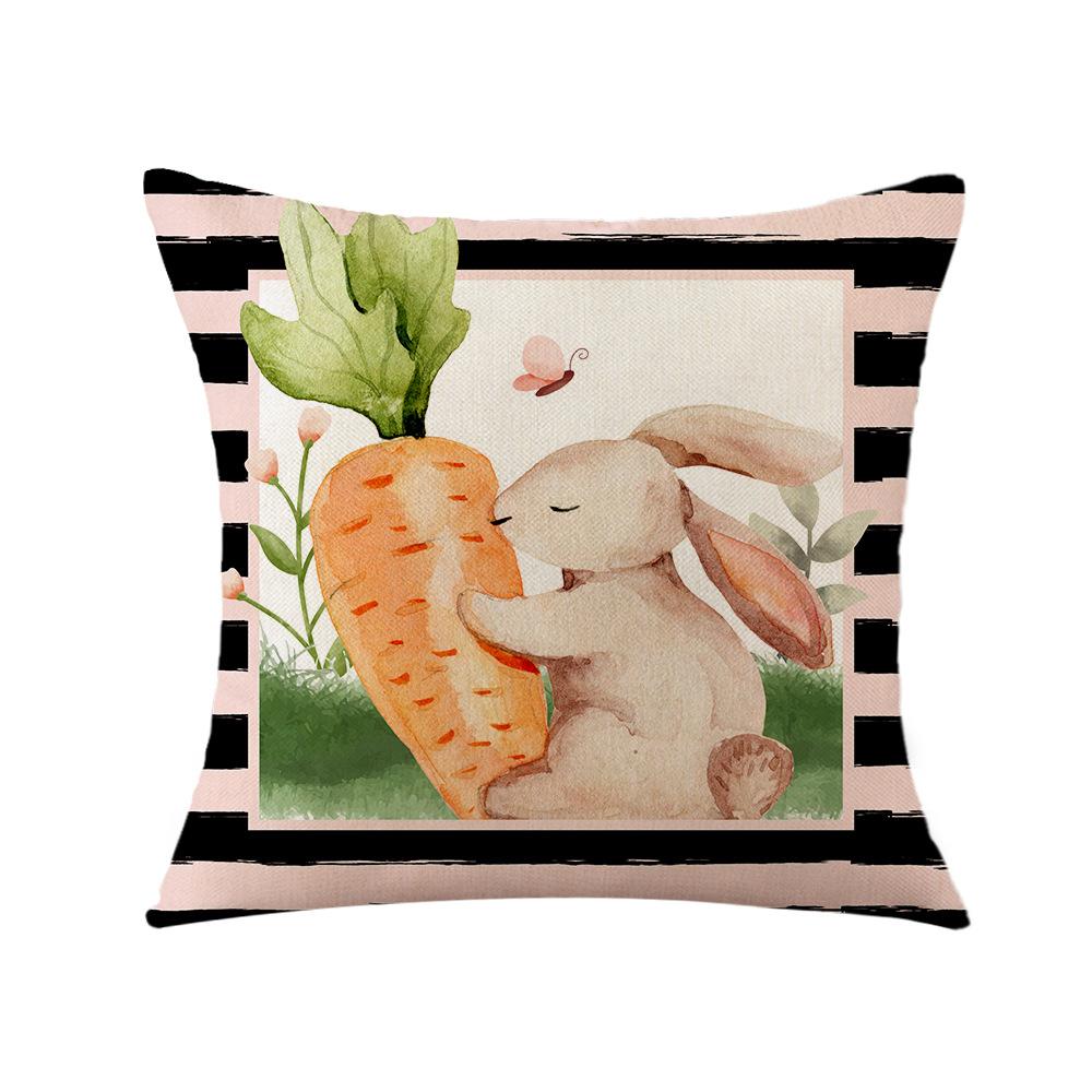 New Easter Pillowcase Printed Linen Pillowcase Sofa Pillow Home Decoration Pillowcase