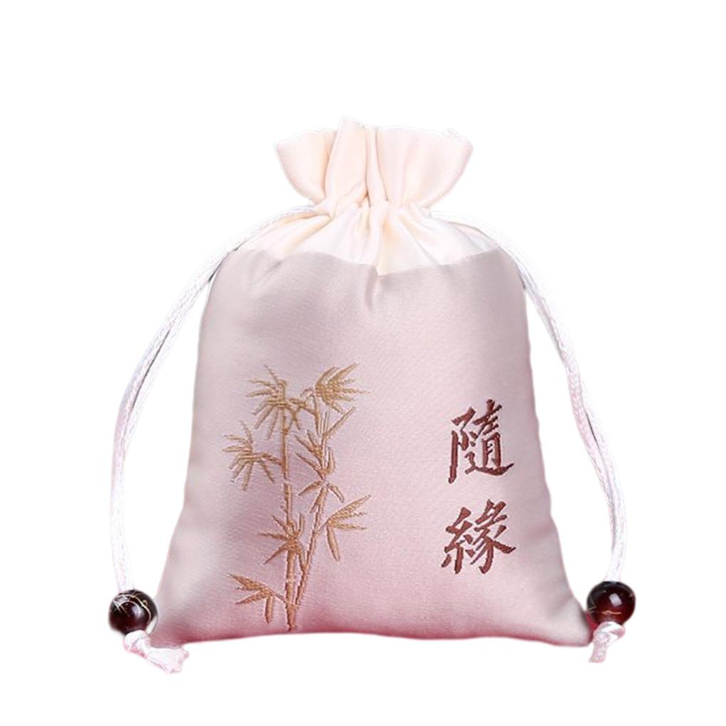 Jewelry Drawstring Bag Brocade Portable Colorful Chinese Style Jewellery Storage Pouch Pocket Accessories with Tassel