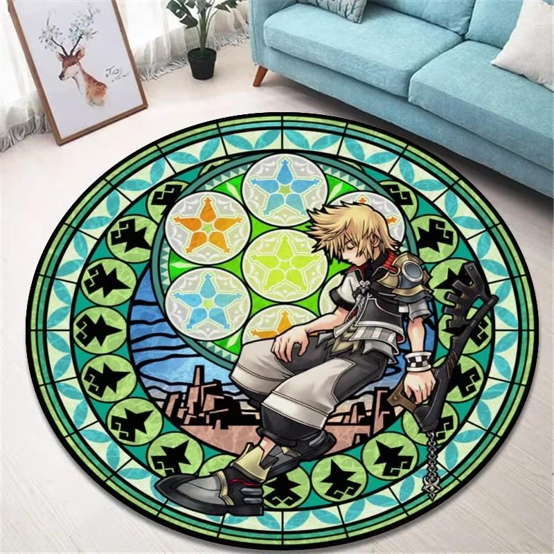 Cartoon Kingdom Hearts Printed Round Carpet Living Room Bedroom Non -slip Carpet Floor Mats Bedroom Decor Birthday Gift