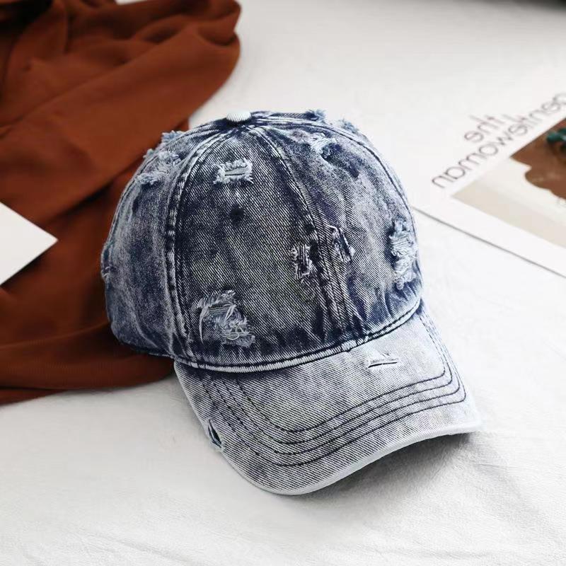 Women's Summer New Style Washed Hole Baseball Hat Trendy Custom Logo Baseball Hat