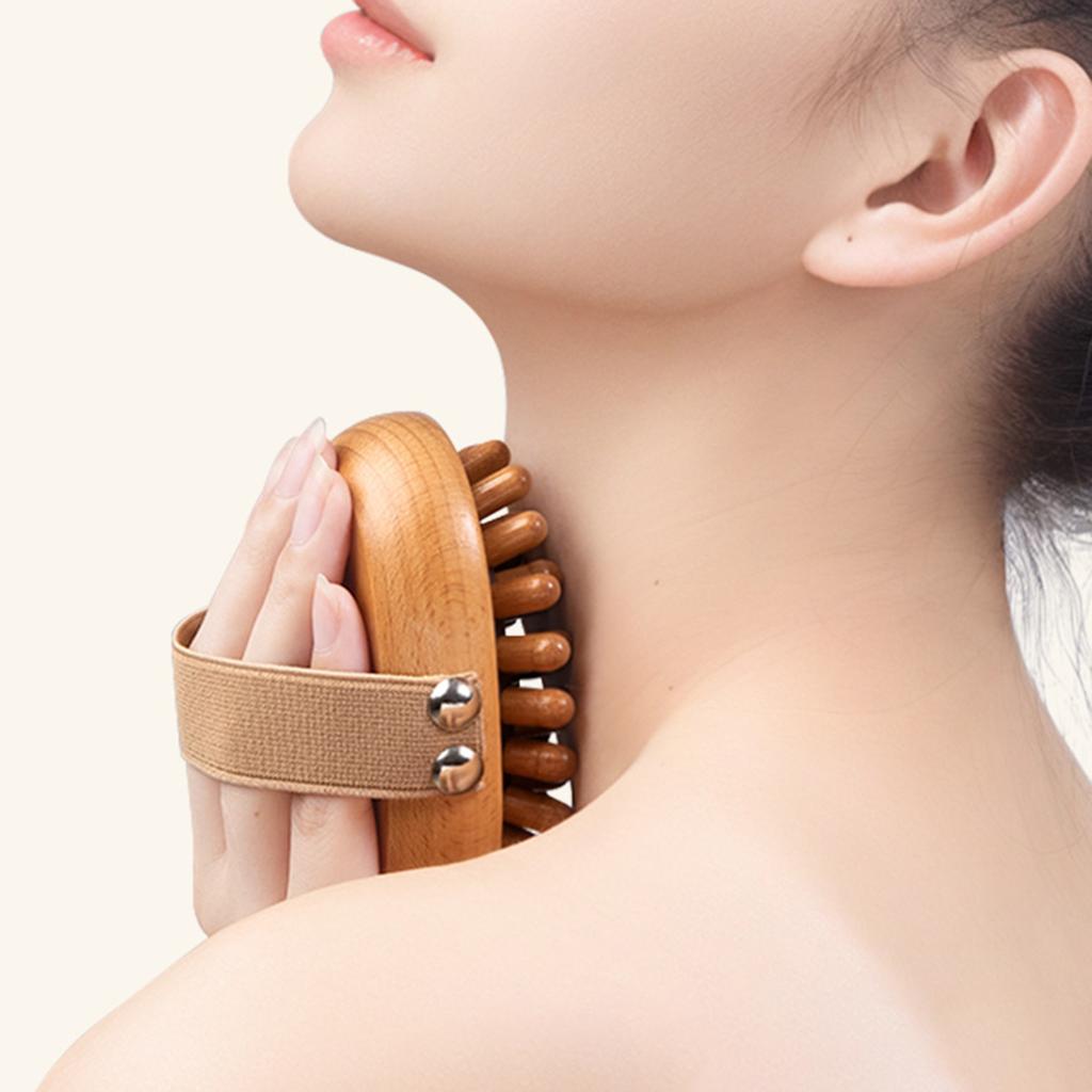 Wooden Message Comb Hand Held Cellulite Massager Gua Sha Scrapping Massager for Muscles Back & Shoulder