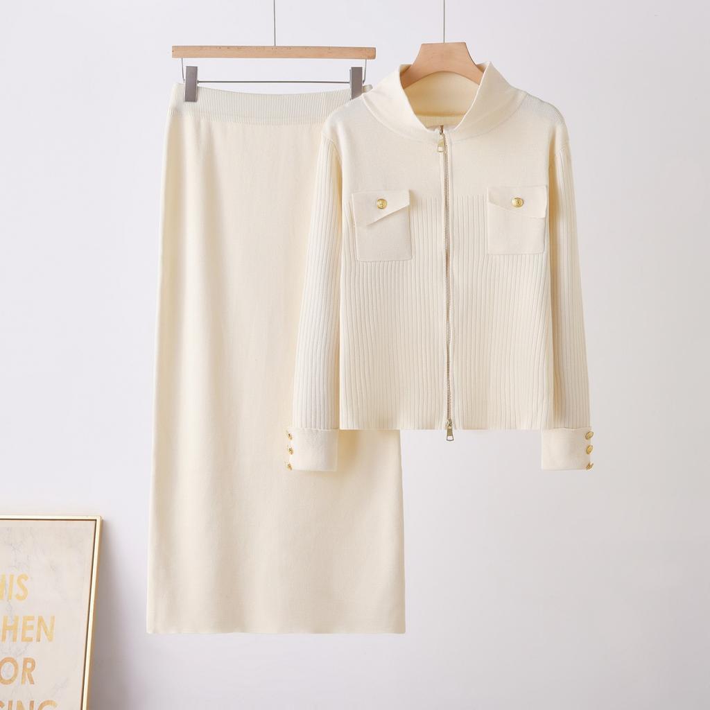 Cross-border foreign trade European and American women's clothing in the autumn of 2026, the new Xiaoxiangfeng knitted V-neck cardigan, zipper jacket,