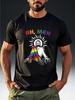 Herren Kurzarm-T-Shirt mit Regenbogen-Element-Bild + Wortspiel-Slogan-Print