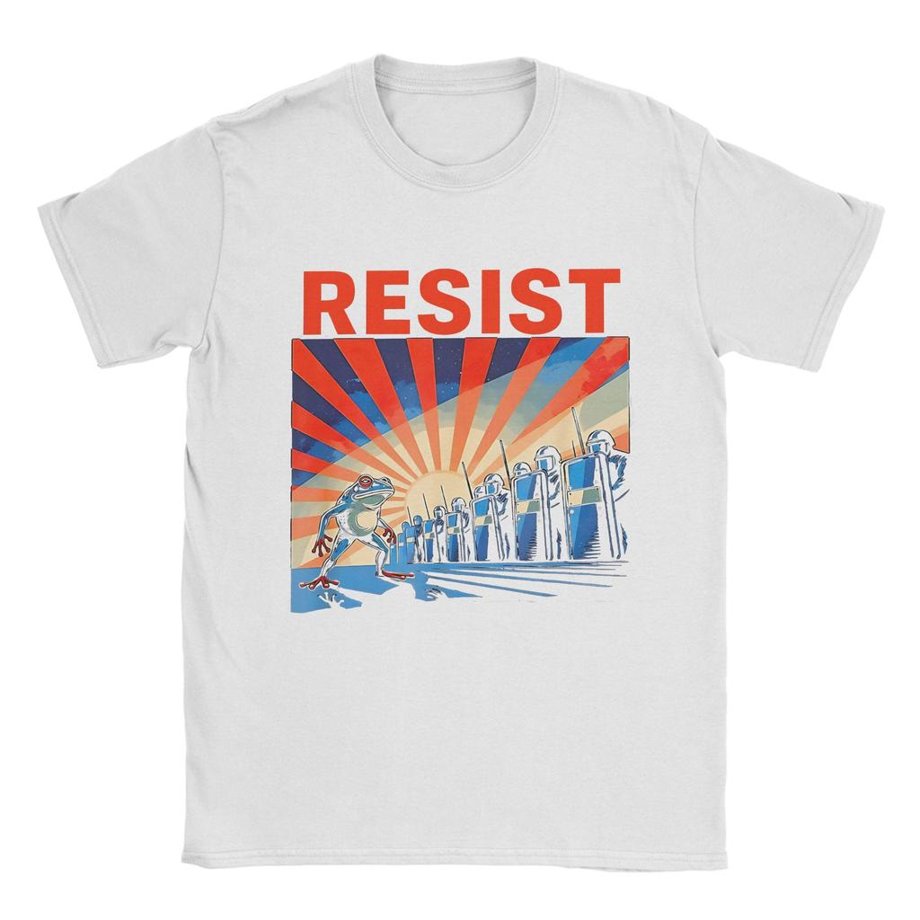 Resist Portland Frog Protest T Shirt Summer Trendy Cool T-Shirts Men Cotton Crew Neck Plus Size Top Tees Short Sleeve Y2K Tshirt