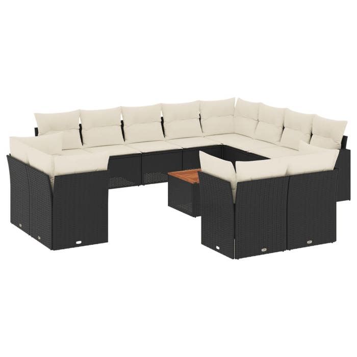 VidaXL Garden Lounge Set with Cushions 13 Pcs, Patio Sofas, Patio Furniture Set, Outdoor Furniture, Black 3223949