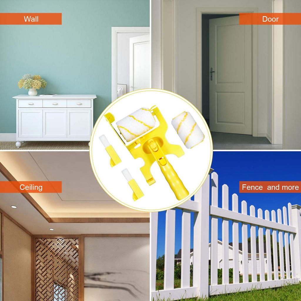 Trimming Roller Is Applied With Emulsion Paint, And Interior Corner Wall Is Applied With Paint Brush