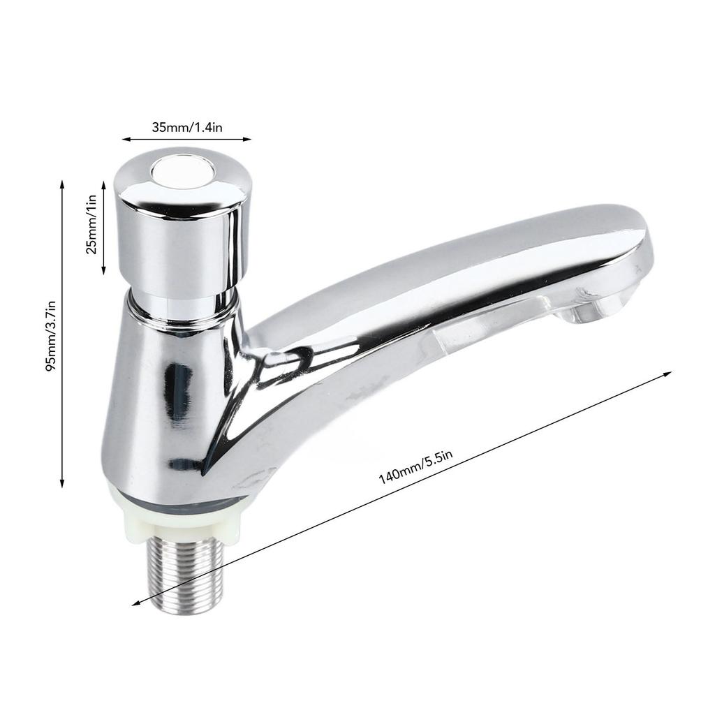 Basin Sink Faucet Push Button Design Water Saving Rugged  Time Delay Faucet for Home Single Cold Push Button Sink Faucet