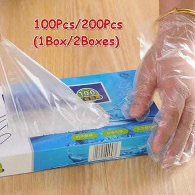 100 PZ/200 PZ/Set Guanti Trasparenti Monouso Cucina Ecologici per Alimenti Pulizia Accessori Cucina
