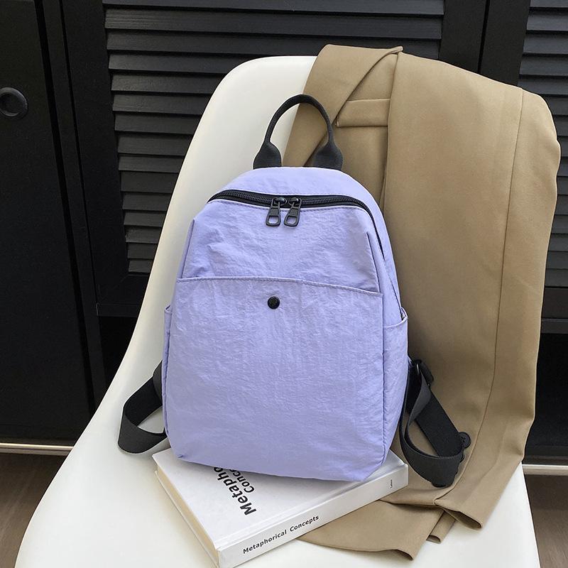Schoolbag Solid Color Backpack Women's 1011 New Lightweight Large Capacity School Bag Versatile Nylon Travel Bag Commuter Small Backpack