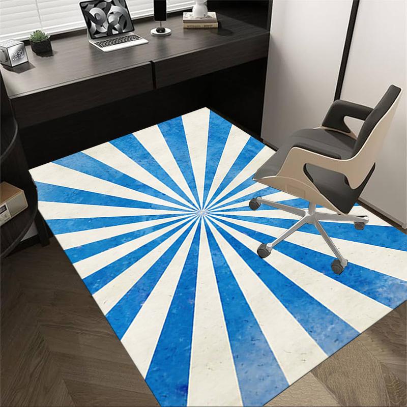 1PC Blue Stripes Sunburst Extra Large Non Slip Floor carpet, Office, family, bedroom Large Area Rug Indoor Rugs, Vibrant Colors