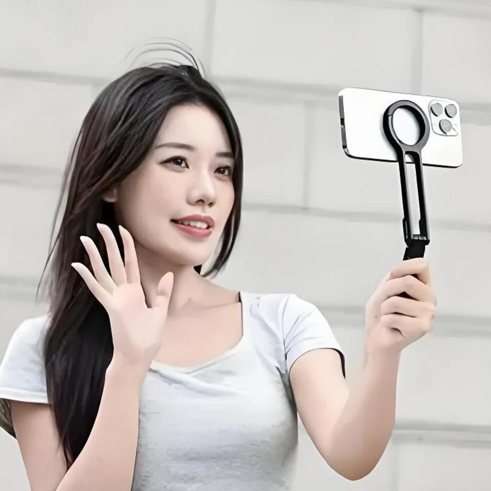 Magsafe Dual-sided Magnetic Phone Tripod Stand Foldable Desk Mount Phone Handle Holder for iPhone Smartphones Selfie Outdoor Travel Vlog LiveStreaming