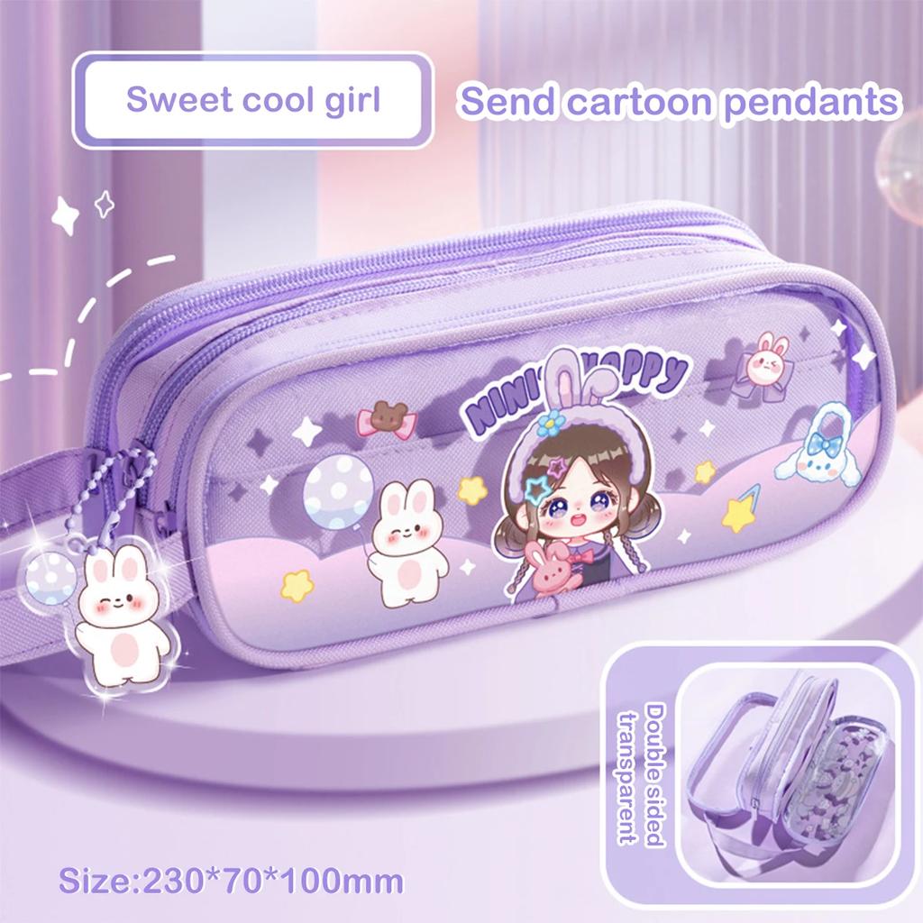 Kawaii Transparentes Tragbares Federmäppchen Multifunktional Mehrschichtig Stiftbox Aufbewahrungstasche Schul- Bürobedarf Schreibwaren