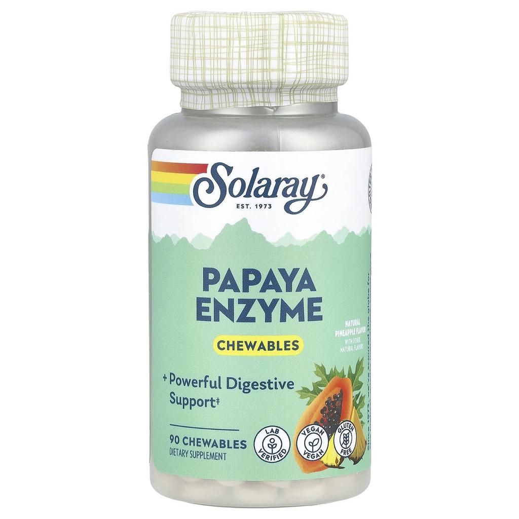 Papayaenzym, Naturlig ananas, Tyggbare 90 tabletter