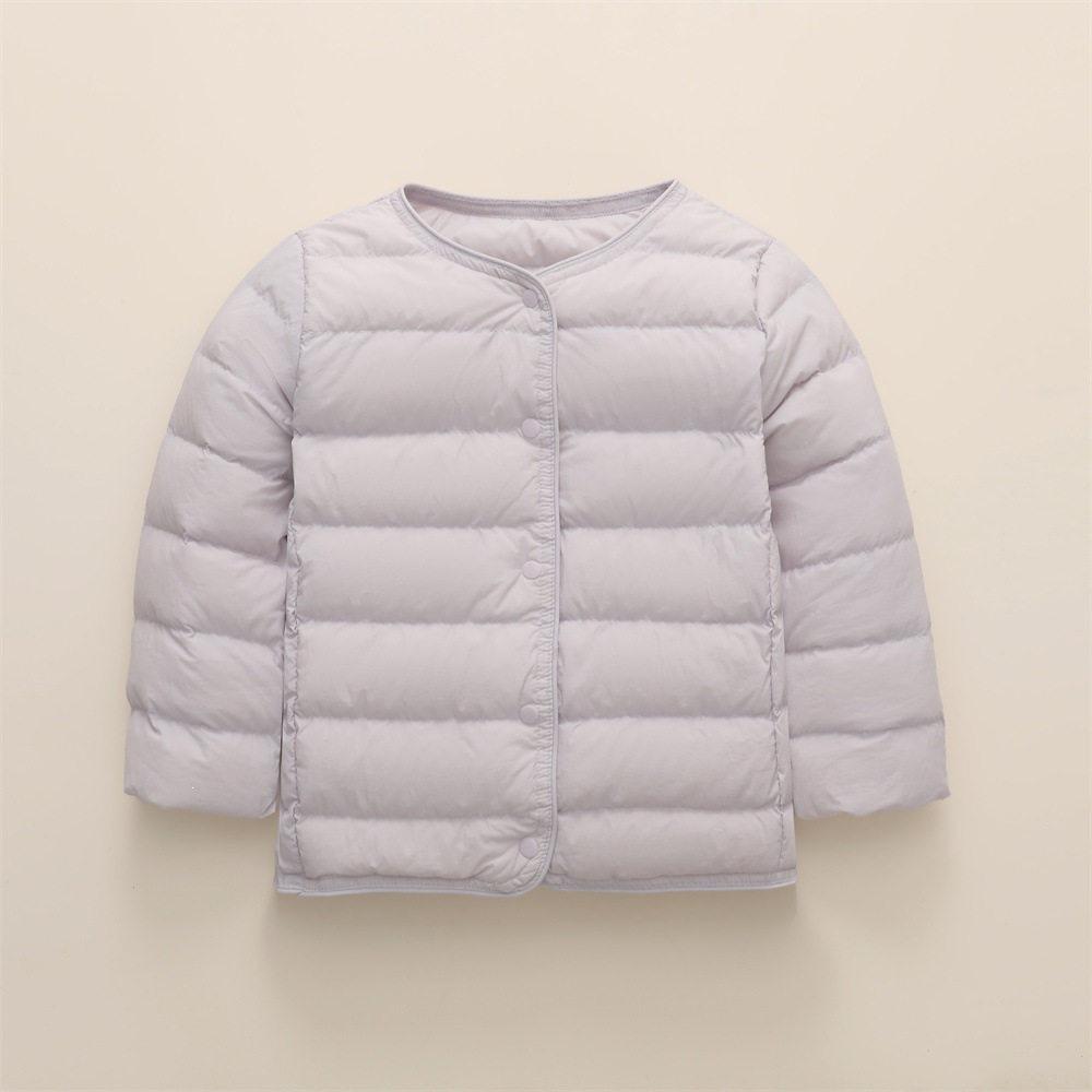 New Lightweight Round Neck Down Jacket for Boys and Girls - Warm White Duck Down Liner 160cm (Size down) светло-фиолетовый