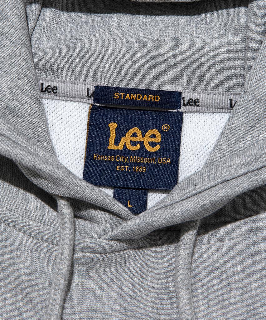 Denim Applique Logo Hoodie Gray