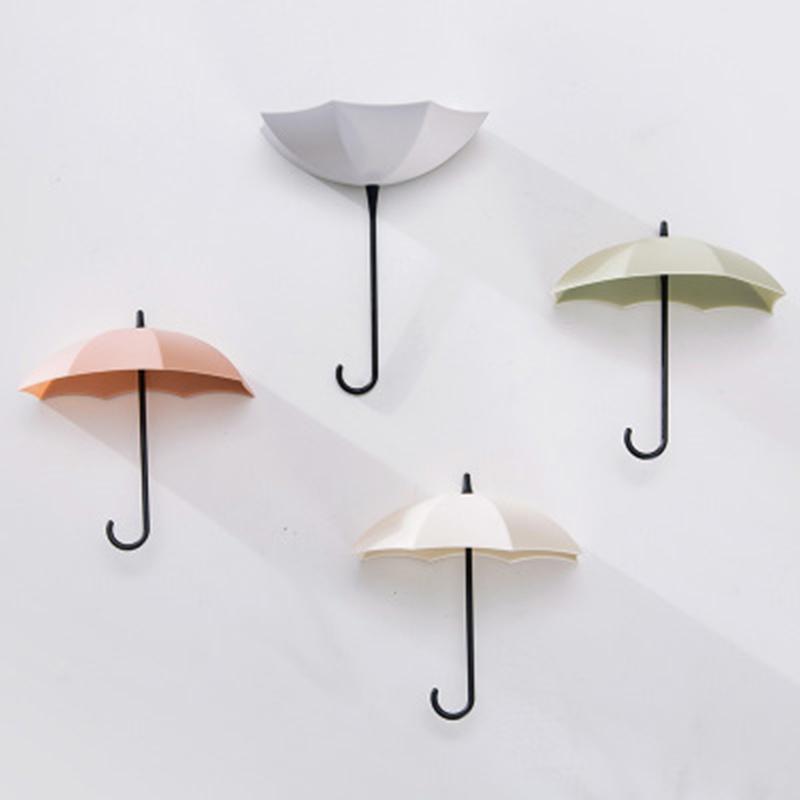 6pcs / Set Umbrella Hooks Kitchen Bathroom Storage Container Wall Door Cupboard Decor Hanger Decorati