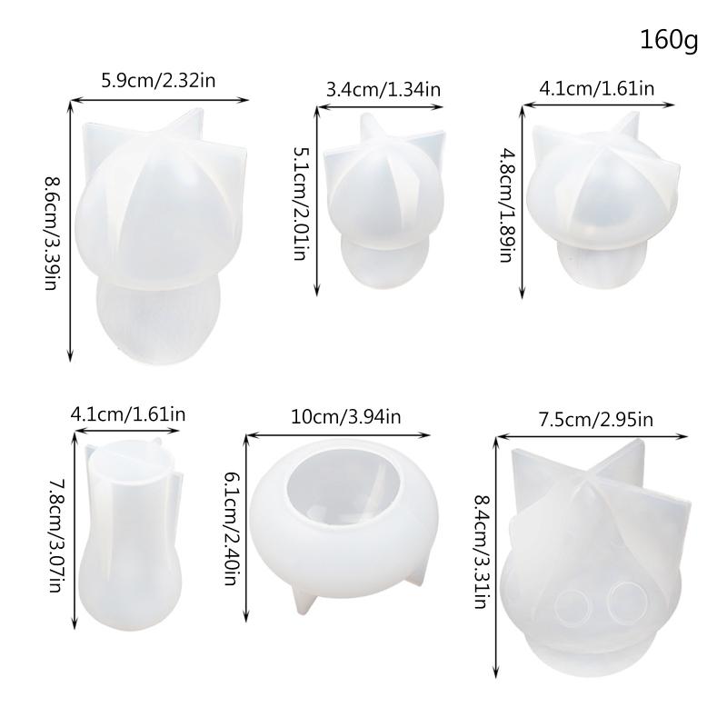 6 Pcs Mushroom Ornament Crafts Silicone Molds Epoxy Jewelry Mold Resin Casting Pendant Mold Suitable for Diy Crafts