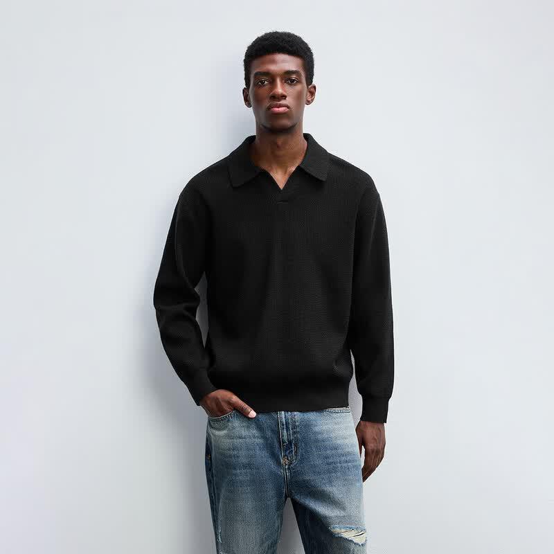 CHINISM Men s Anti-Pilling Seagull Collar Loose Knit Sweater M