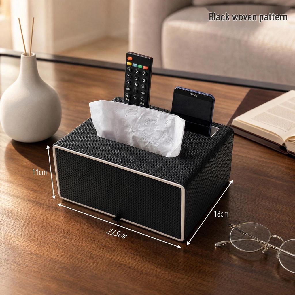 Hotel PU Leather Tissue Box & Remote Holder - European Style Multifunctional Organizer