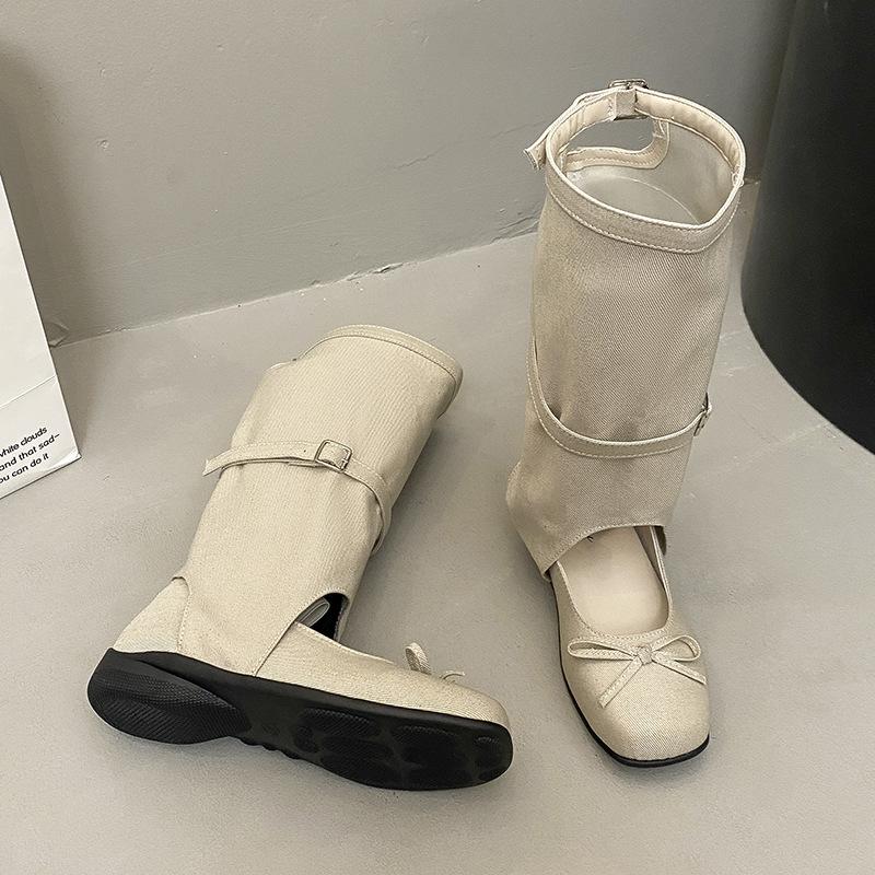 Niche cool boots children's summer new fashion hollow bow ballet Mary Jane thick-soled short boots