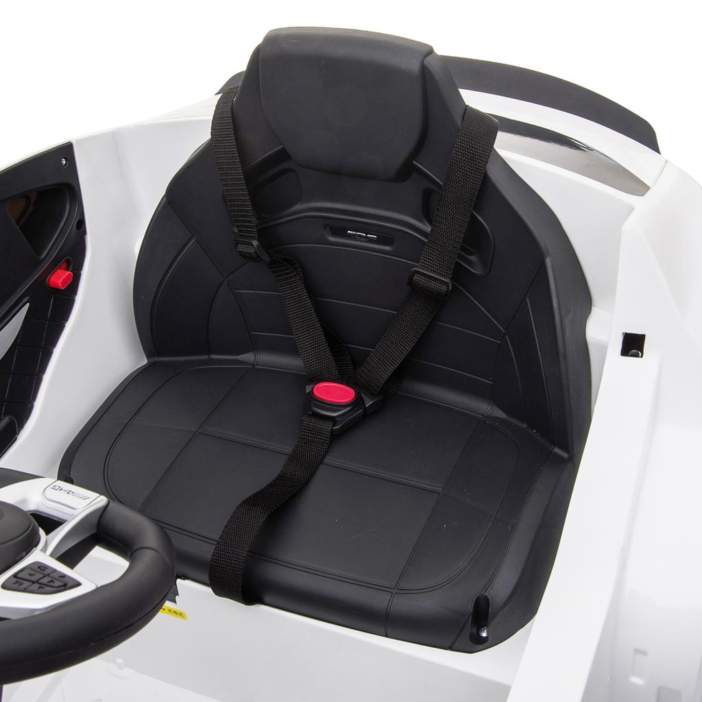 Kids Electric Car 12V with 2.4G Remote Control, 2 Motor, Horn, Music, Seat Belt, for 37-60 Months Children, White
