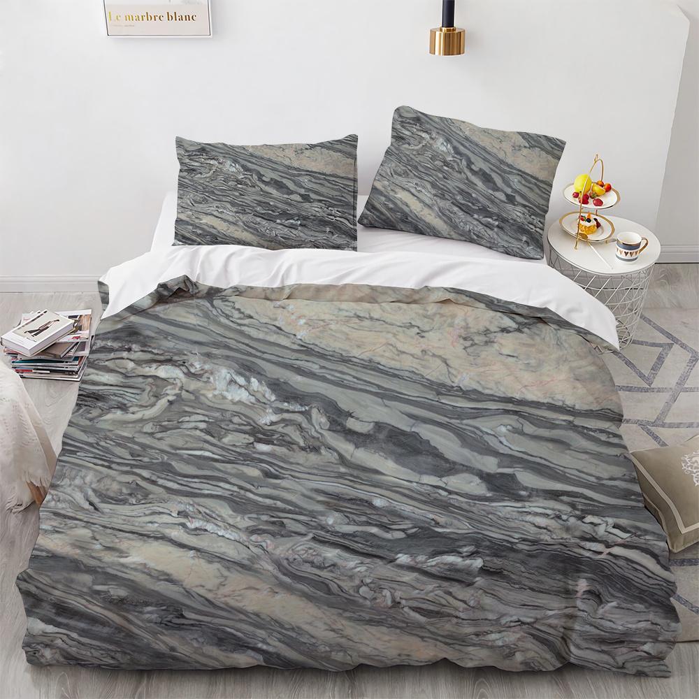 Colourful Marble Bedding Set Purple and Green Marble Duvet Cover Set Men Teens Boy Modern Abstract Art Polyester Comforter Cover