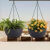 2-in-1 Hanging Flower Pot with Adjustable Chains Indoor Outdoor Plant Hanging Basket with Drainage Holes Plastic Hanging Planter