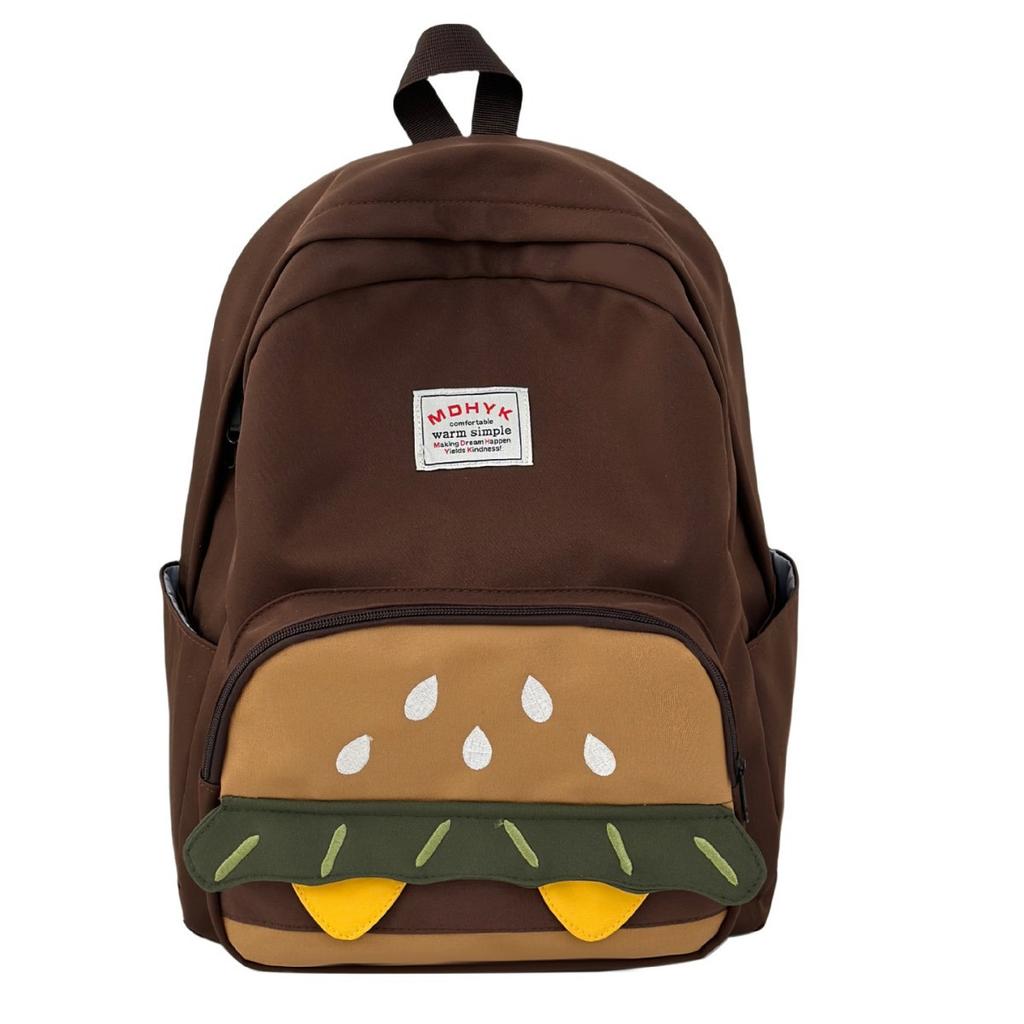 School Bag 2025 New Design Sense Niche Backpack Hamburger Cute Large Capacity Campus School Bag Leisure Travel Backpack
