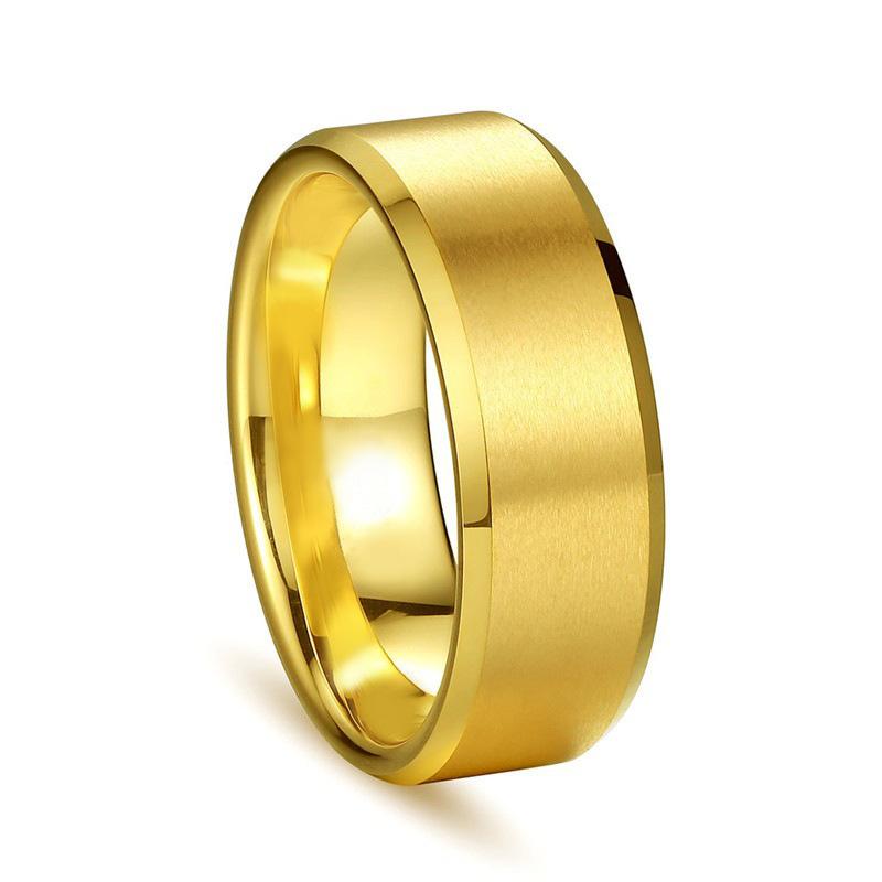 Titanium Steel Ring for Men High-end Fashion Jewelry8mm Matte Beveled Edge Stainless Steel Ring Manufacturer