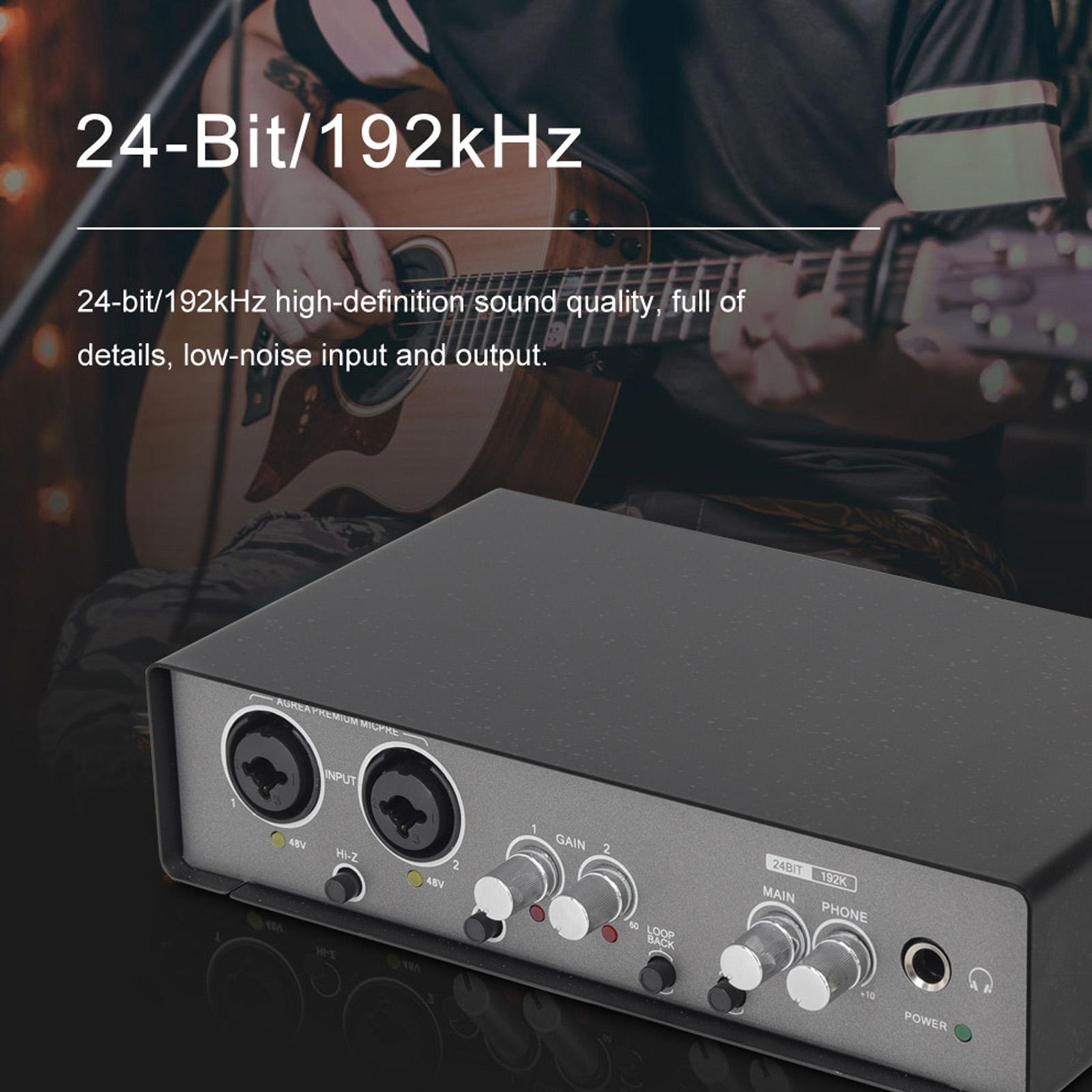 

Mixer USB Interface Recording Sound Card 24bit Celsius 192KHz Noise Canceling Mixer for Musical Instrument Recording Video Production 48V Pow