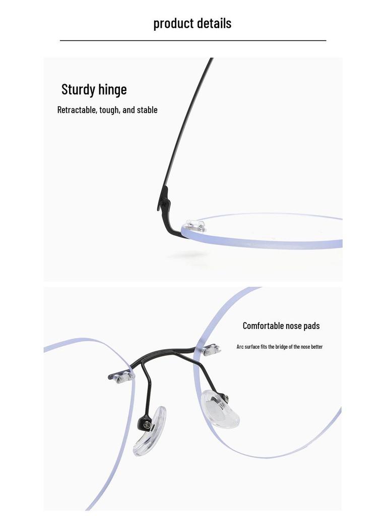 Rimless Women's Slim-Fit Prescription Glasses with Big Frame