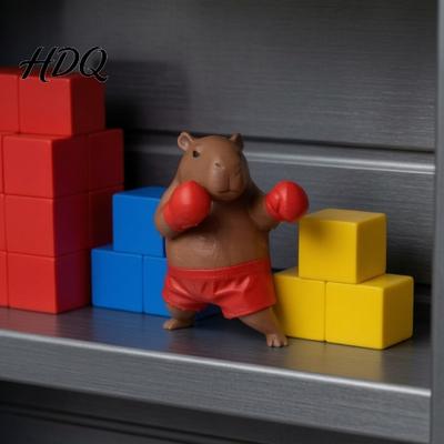 Compact Car Dashboard Decor Boxing Capybara Figurine Funny Boxer Desktop Ornament for Stress Decoration Home Relief Cute Animal Statue Office Resin