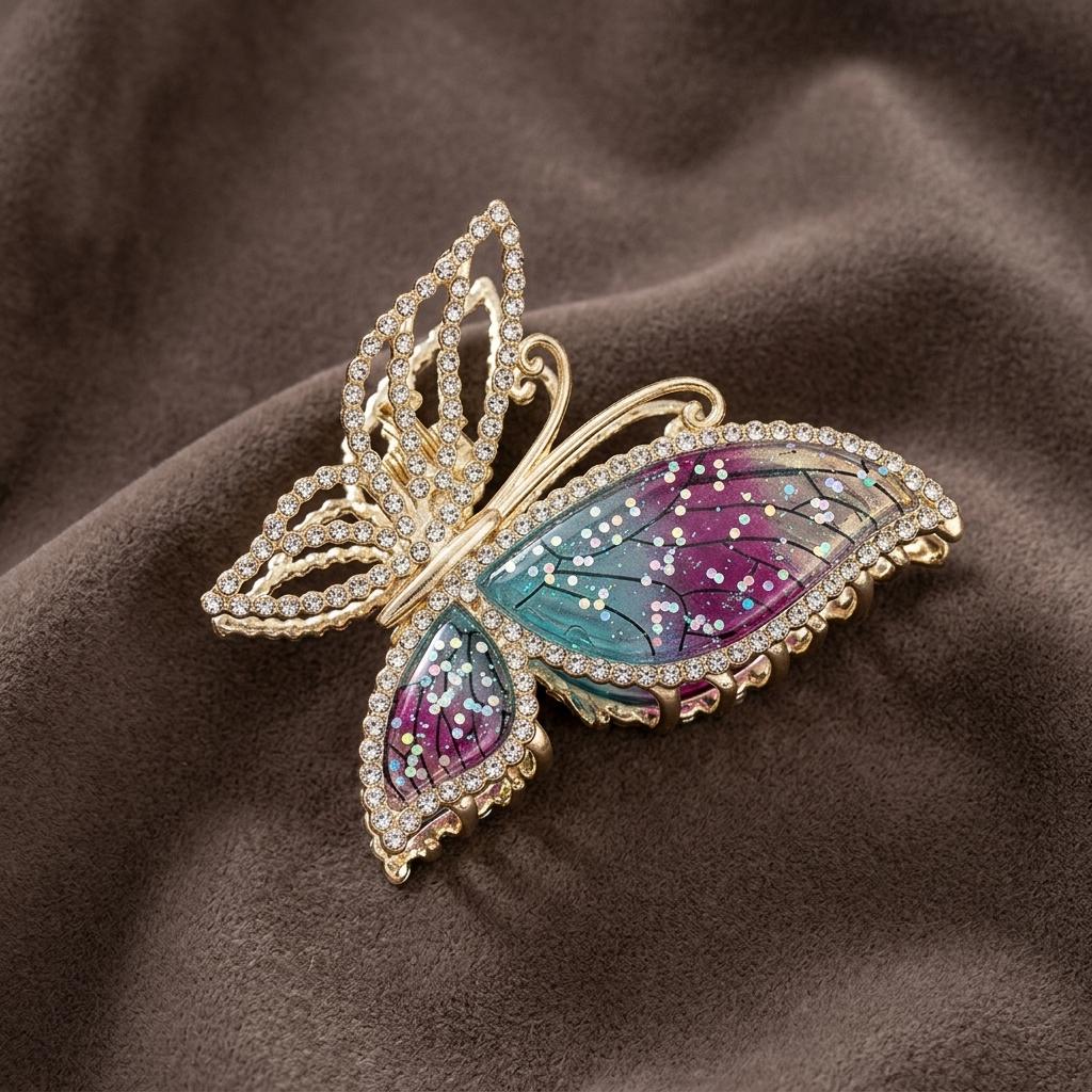 Fairy Butterfly Hair Clips Retro Chinese Style Rhinestone Butterfly Hairpin Trendy Resin Jewelry Hair Accessory For Women Girls