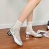 Mode Französisch Retro Damen Schuhe 2025 Frühling Neu Eckige Zehen Absatz Einfach Vielseitig Mary Jane Schuhe Rutschfest Damen Freizeitschuh Zapatos
