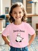 T-shirt Canard Canard Dessin Animé Canard Blanc Impression Tenue assortie Famille Garçons Filles Enfants Manches Courtes Animal T-shirts Quotidien Enfants